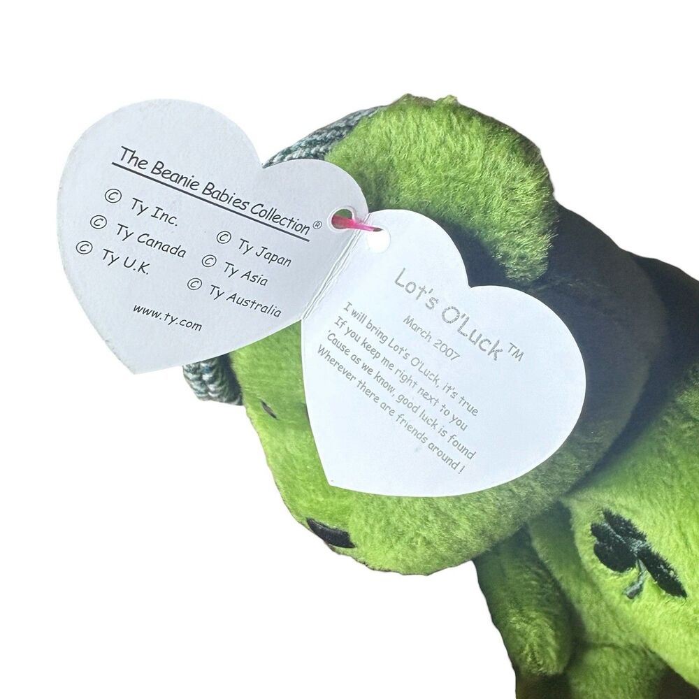 Ty Beanie Baby LOTS O' LUCK the Irish Bear (BBOM March 2007 Exclusive) 8.5" MWMT - Picture 3 of 3